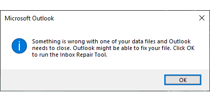 Outlook fails to start